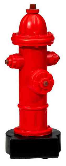 Ein leuchtend roter Hydrant mit schwarzem Sockel und mehreren Düsen, der ein exquisites Design aufweist, das an einen sorgfältig gefertigten Hydranten der 3er-Serie 170 mm – 230 mm PK739673-71-3 erinnert.