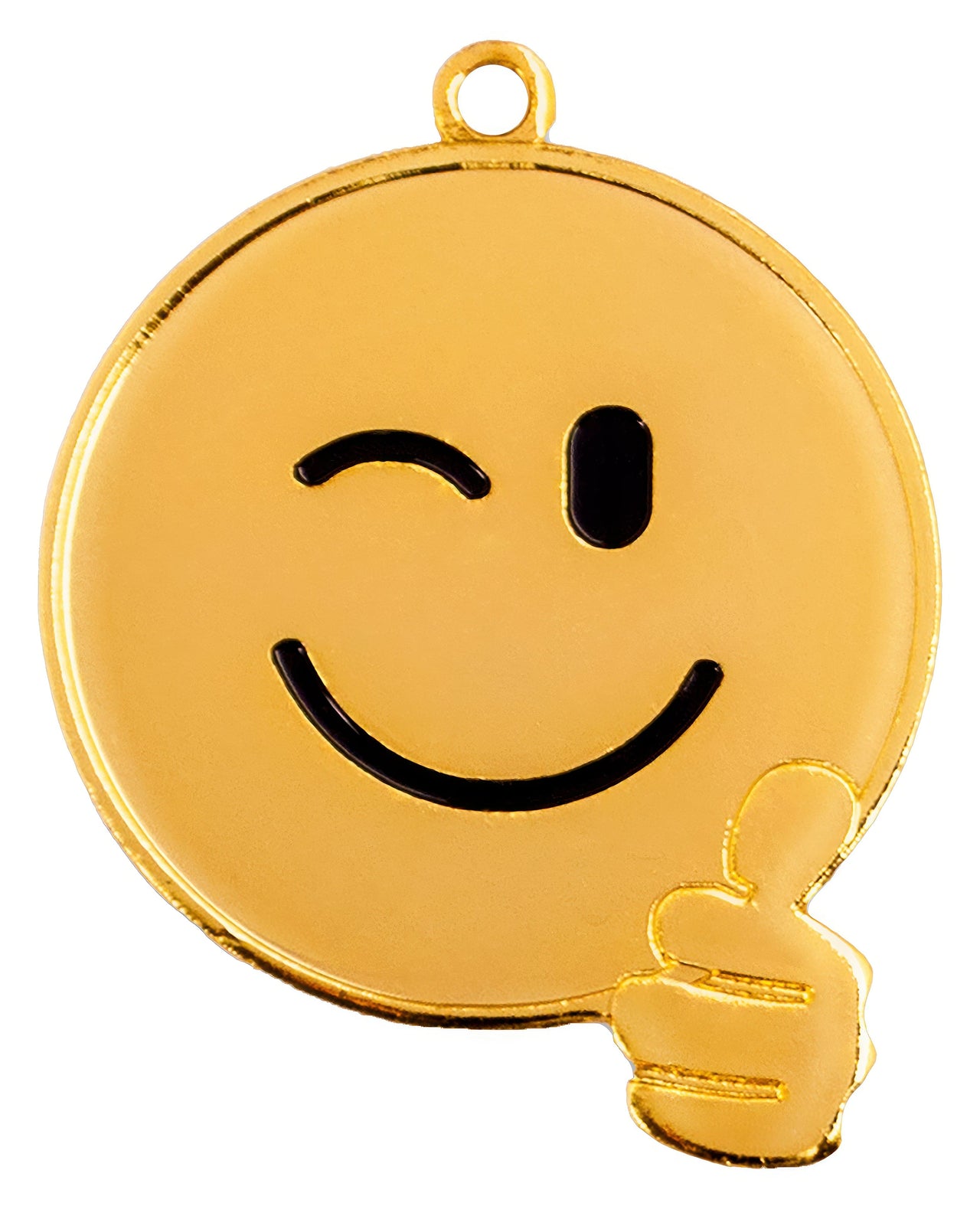 Medaillen Augsburg - 50 mm PK79305 aus hochwertigen Materialien mit einem zwinkernden Smiley-Gesicht und einer Daumen-hoch-Geste, isoliert auf einem weißen Hintergrund.